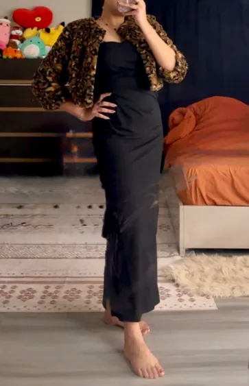 Strapless Nadege Draped Maxi Dress in black